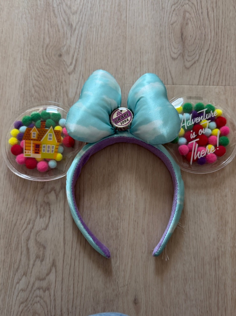 Grape Soda Minnie Ears Headband with Pom-Pom Detailing Disney World Florida